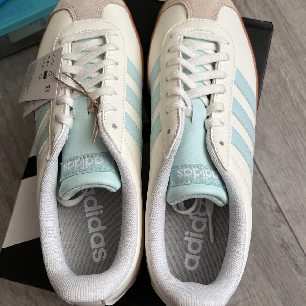 Adidas Women's Vl Court Base Trainers Sneakers Sports Shoes Low Size 8 Lite Blue - Picture 5 of 6